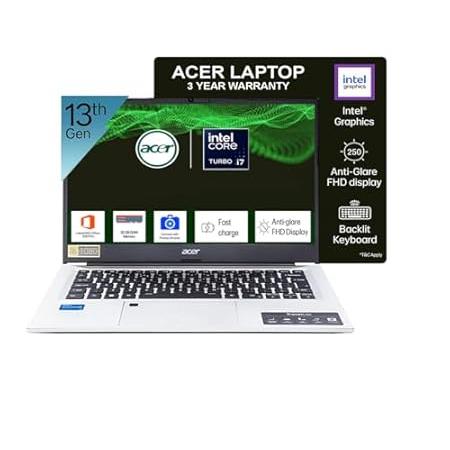acer Professional 14[New Launch], 13th Gen Intel Core i7-1355U Turbo Boost, 32GB DDR4, 1TB SSD, Win11 Pro, MSO21, 14inch FHD Laptop, 3 Year Warranty, Metal ID, Fingerprint, Backlit KB, Silver, 1.34kg